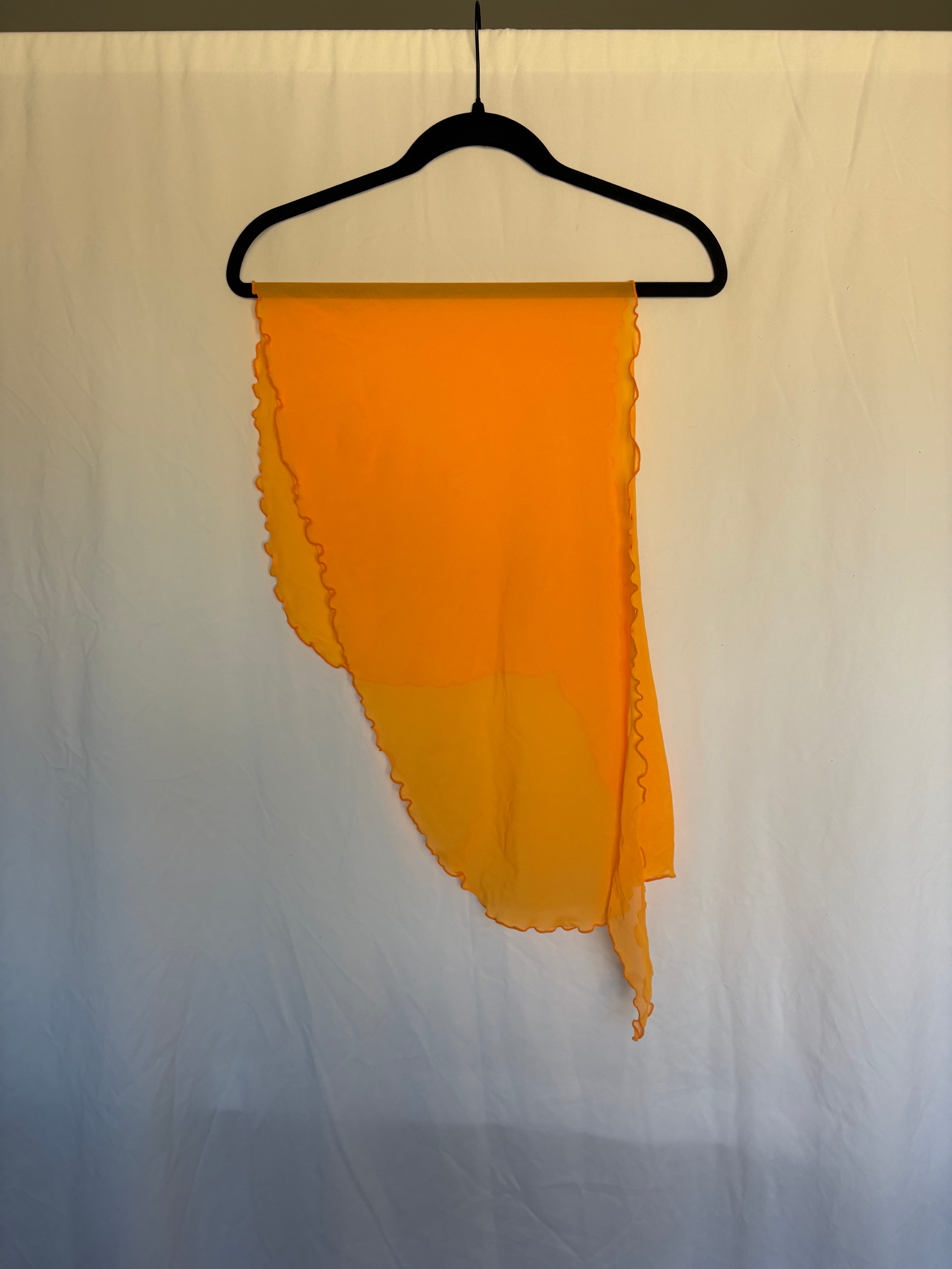 Yellow (Almost Orange) Lettuce Edge Sheer Mesh Beach Sarong from Wild Fable
