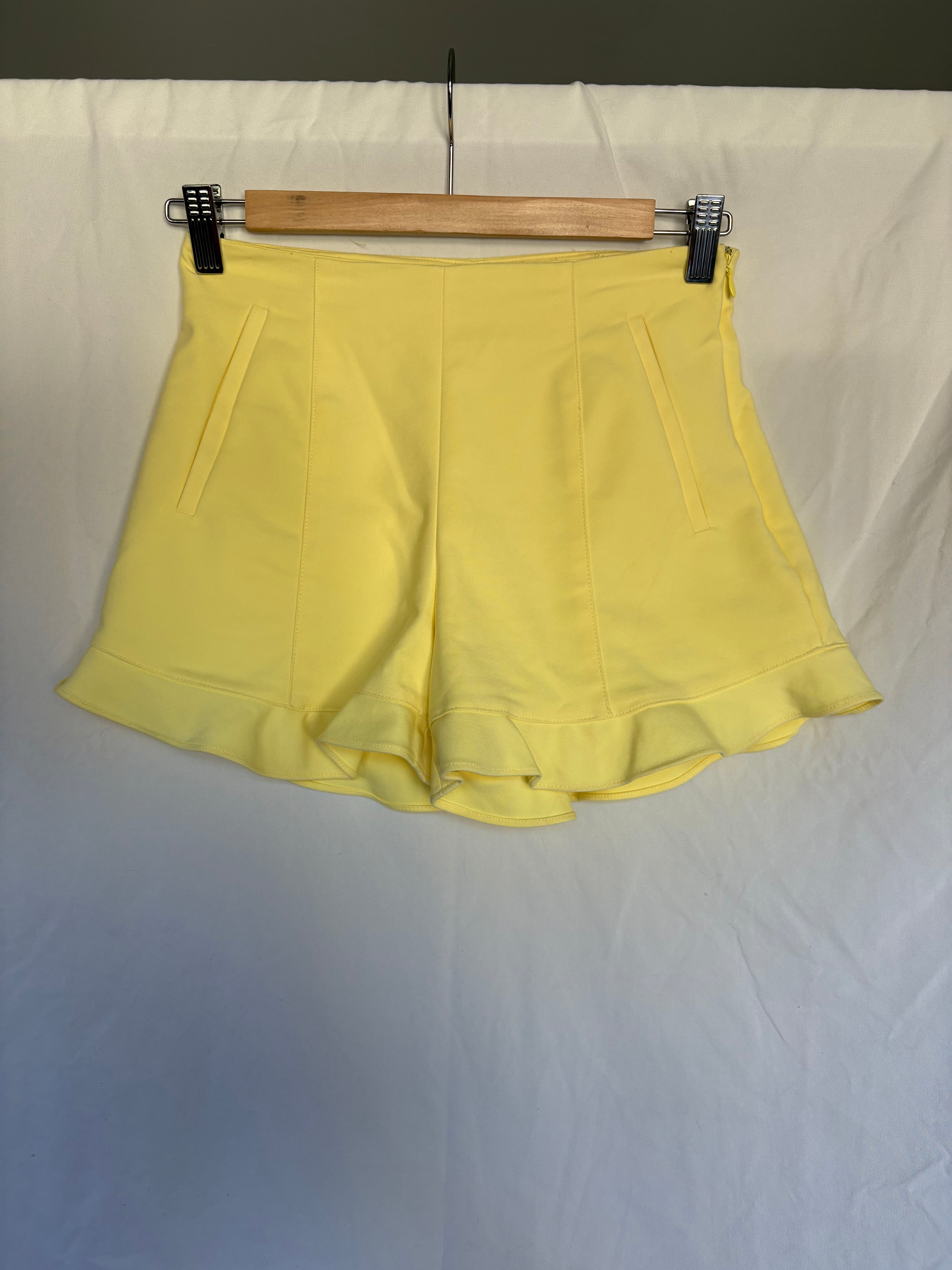 1. State Yellow Ruffle Shorts