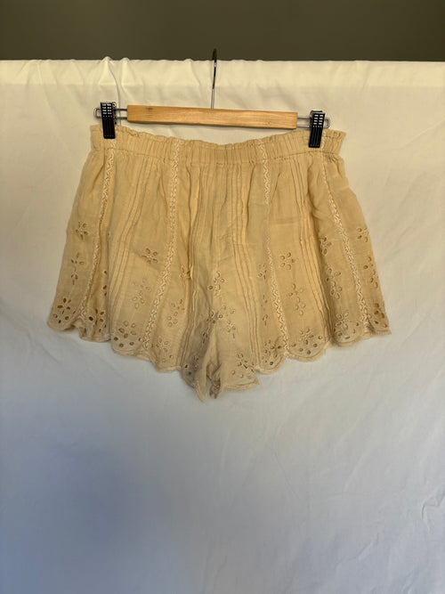 American Eagle Cream Floral Pointelle Shorts